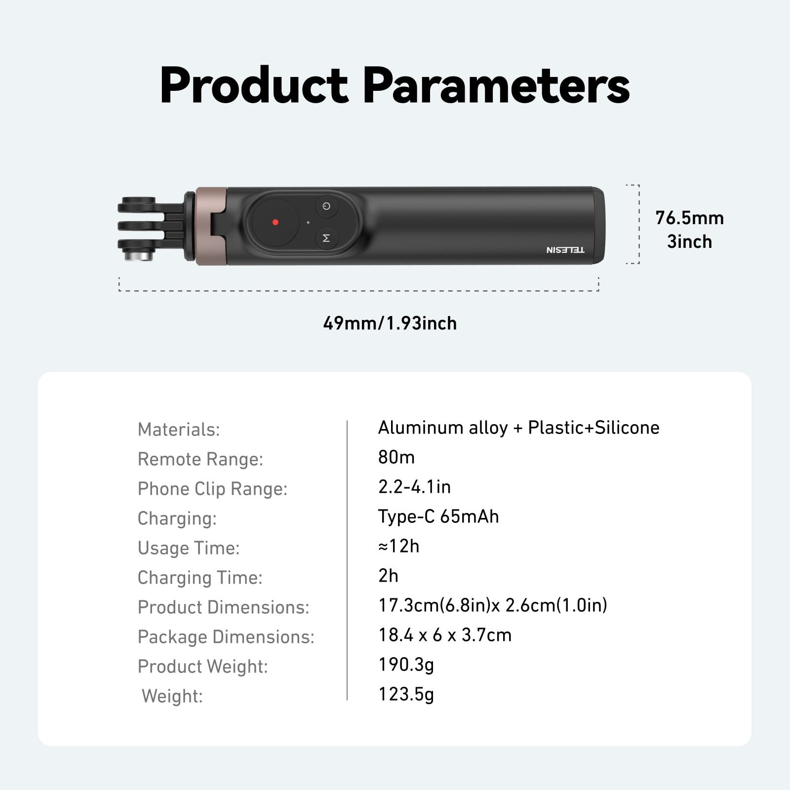 TELESIN Vlog Remote Selfie Stick for DJI