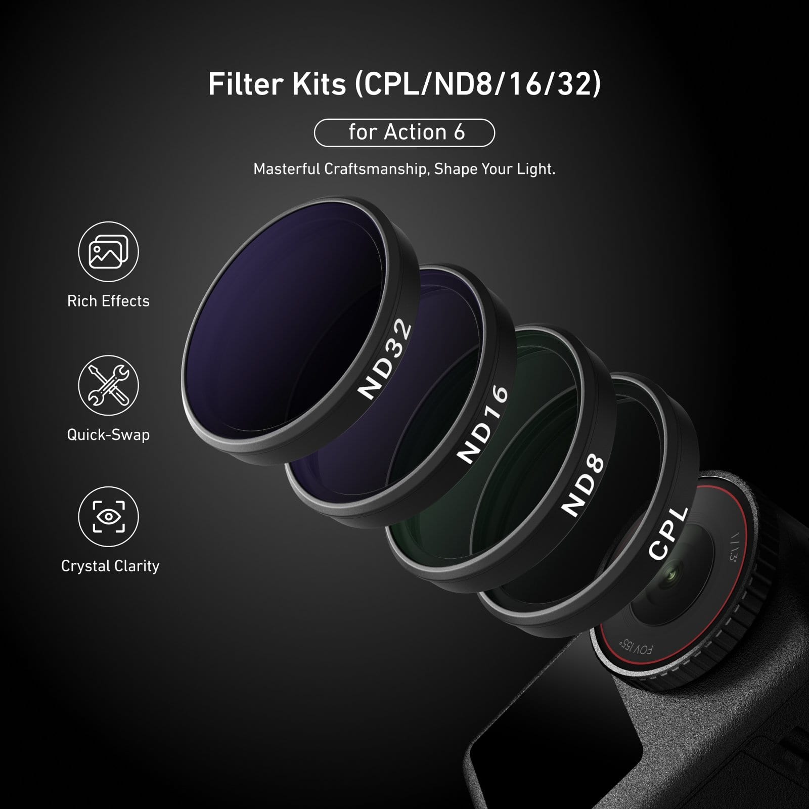 TELESIN Osmo Action 6 ND Filtre Seti